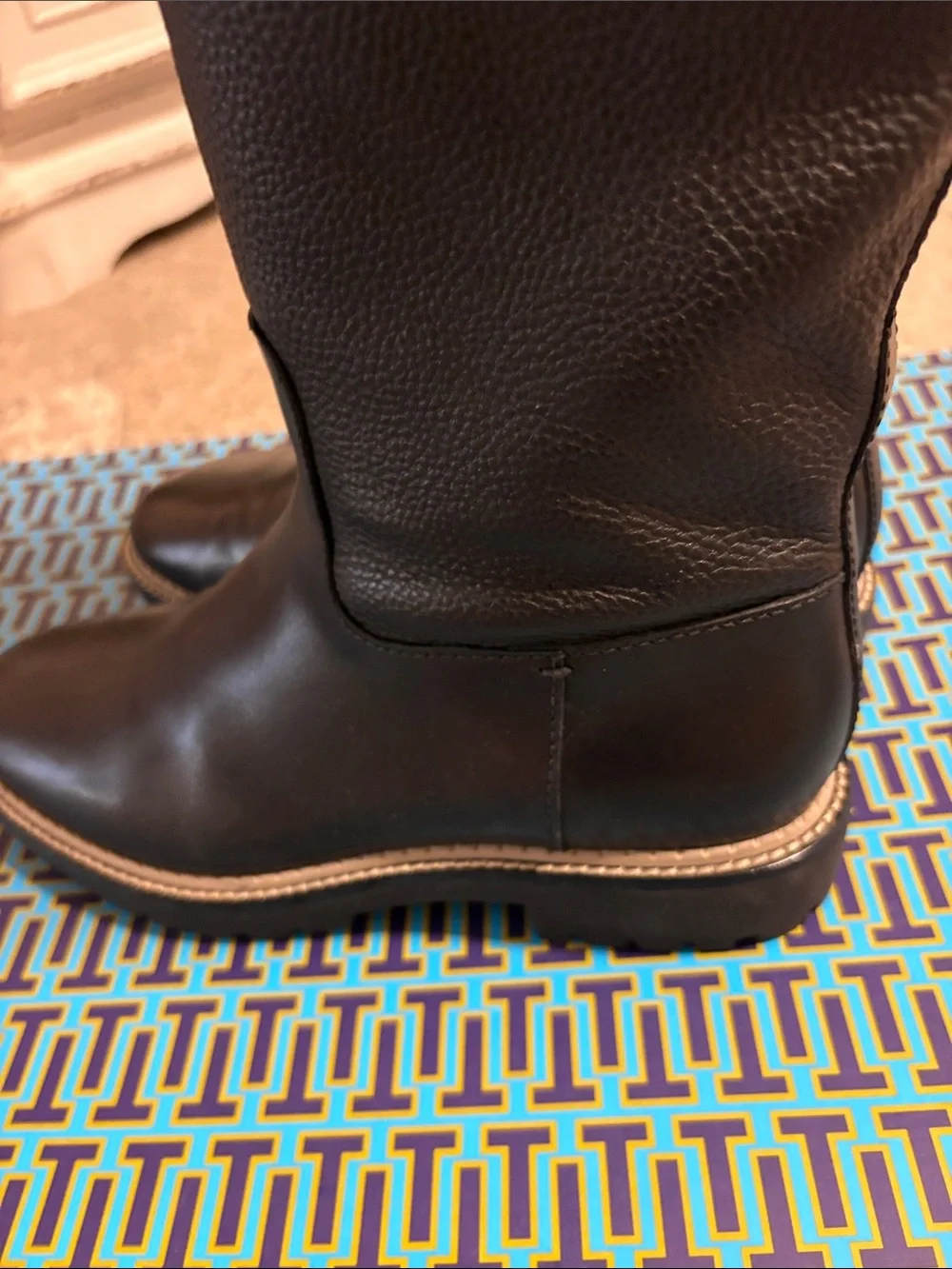 Tory Burch Dark Brown Tall Leather Zip Riding Boots